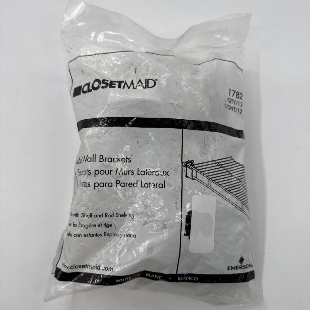 CLOSETMAID Side Wall Brackets 12 Pack 1782 With Mounting Hardware Drywall NEW